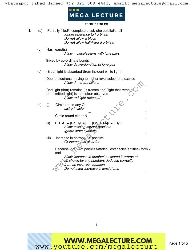 Page 1 of Marking scheme