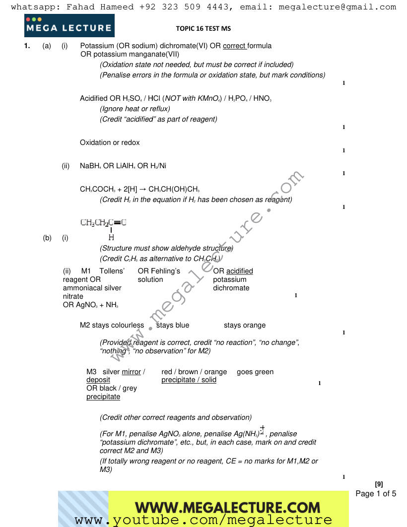 Page 1 of Marking scheme