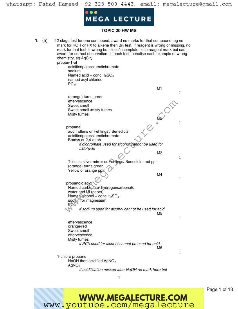 Page 1 of Marking scheme